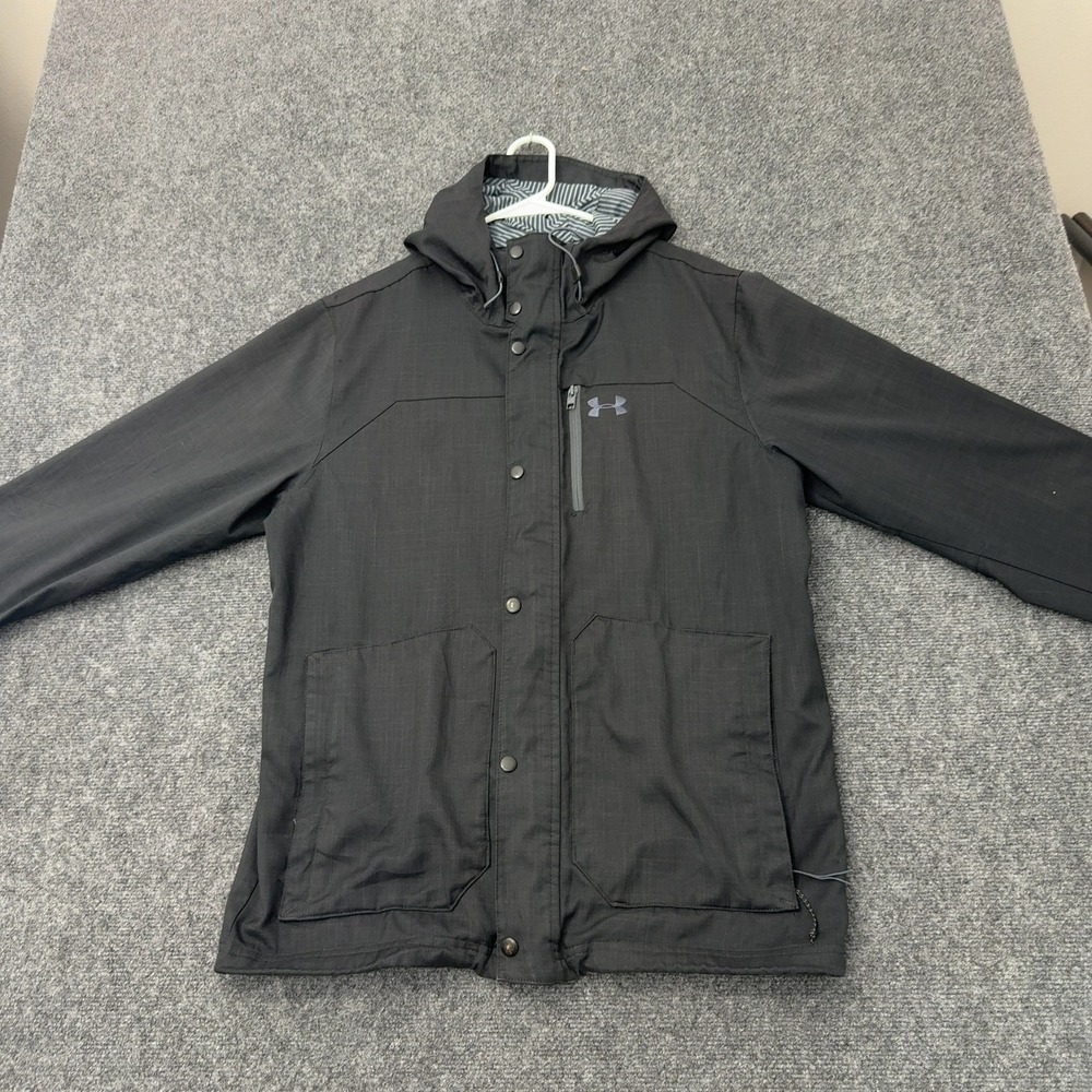 Under Armour Jacket Mens M Black Nylon Coldgear Infrared Hooded Gorpcore Style